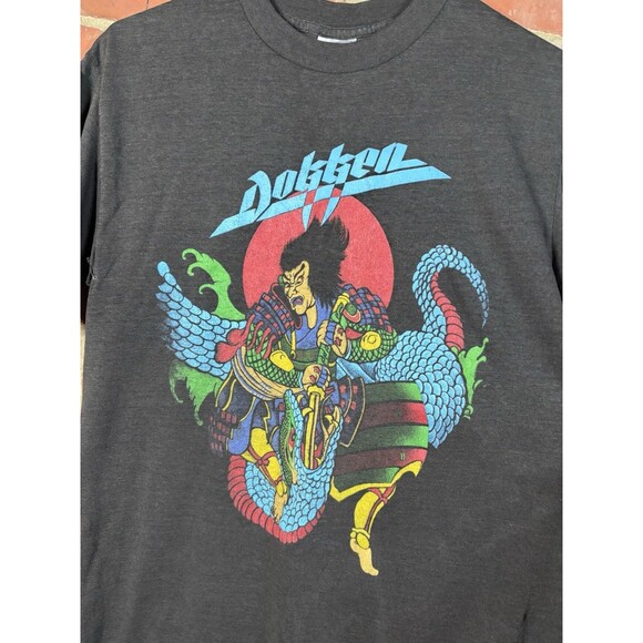 Vintage 80s Dokken Beast From the East Black Tour T-Shirt Adult Size Large Flaw - Picture 2 of 8